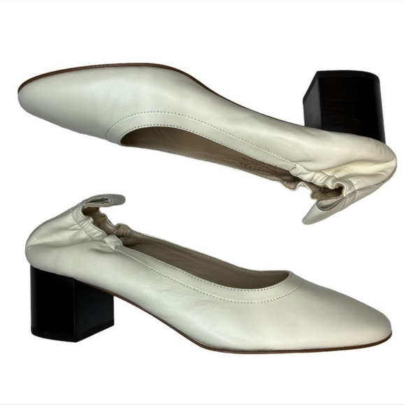 Everlane The Day Heel Cream / White Stacked Block Heel Sz 6 - Picture 9 of 11